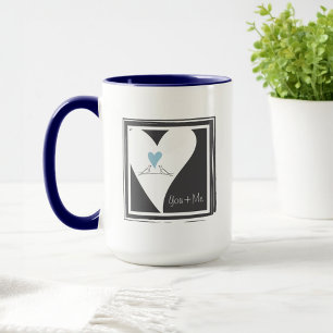 Mug Oiseaux de l'amour modernes personnalisés Cœur ble