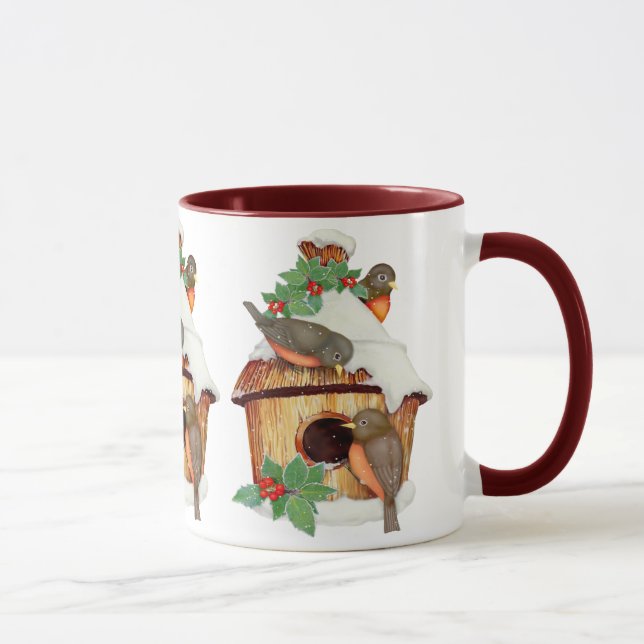 Mug Oiseaux d'hiver et maison d'oiseaux (Droite)