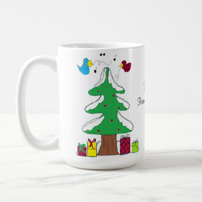 Mug Oiseaux et Arbre Premier Noël de Bébé (Gauche)