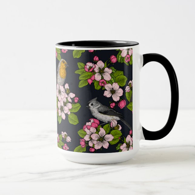 Mug Oiseaux et fleurs en noir (Droite)