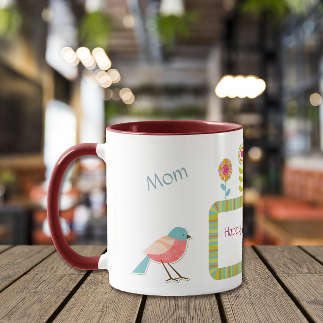 Mug Oiseaux et fleurs Maman personnalisée (Créateur téléchargé)