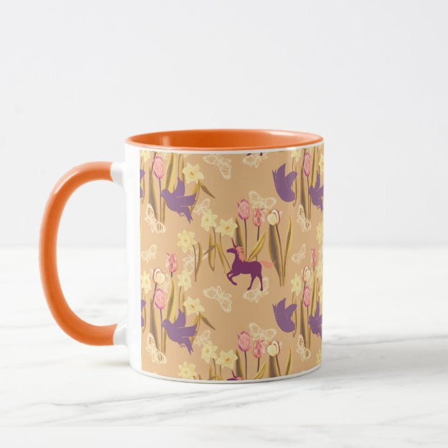 Mug Oiseaux et licornes sur la prairie printanière (Gauche)