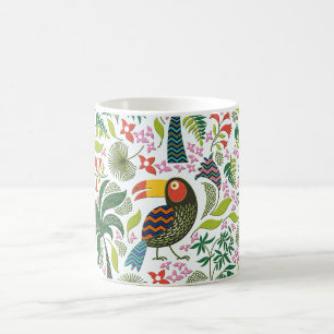Mug Oiseaux Exotiques Colorés Et Fleurs Motif