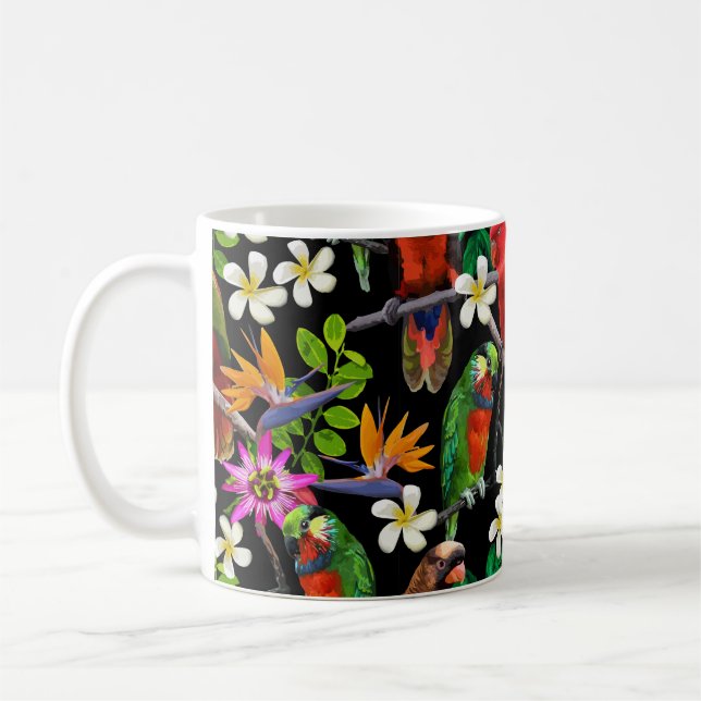 Mug oiseaux exotiques et belles fleurs (Gauche)