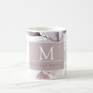 Mug Oiseaux floraux baby shower nature violet et blanc