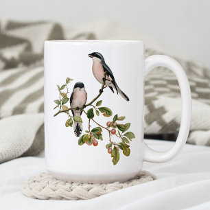Mug Oiseaux mignons Sur Branche Baies Rouges Beaux Art