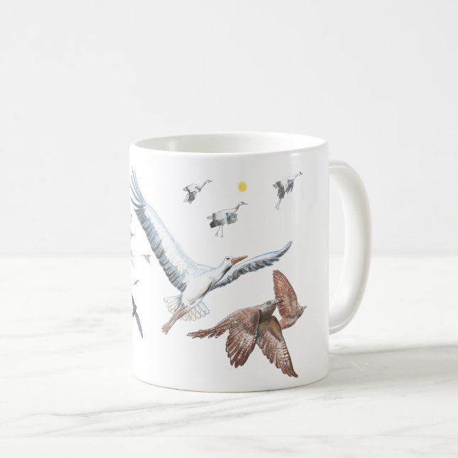 Mug Oiseaux migrateurs traçant leurs vols Illustration (Devant droit)