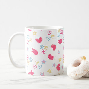 Mug Oiseaux roses et Coeurs d'Amour
