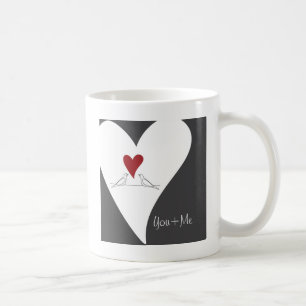 Mug Oiseaux rouges de coeur dans moderne rustique