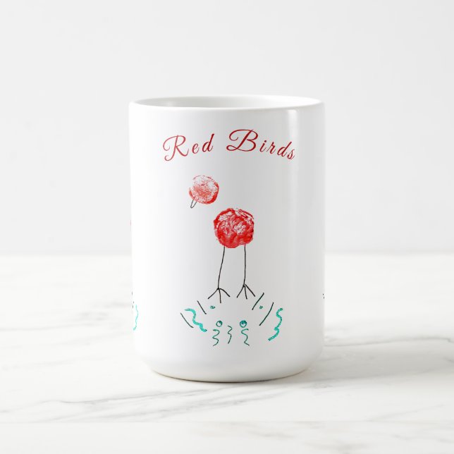 Mug Oiseaux rouges - lunatiques - illustration (Centre)