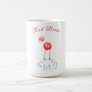 Mug Oiseaux rouges - lunatiques - illustration