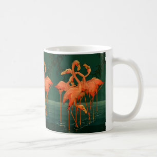 Mug Oiseaux Sauvages Vintage, Flamants Roses Tropicaux