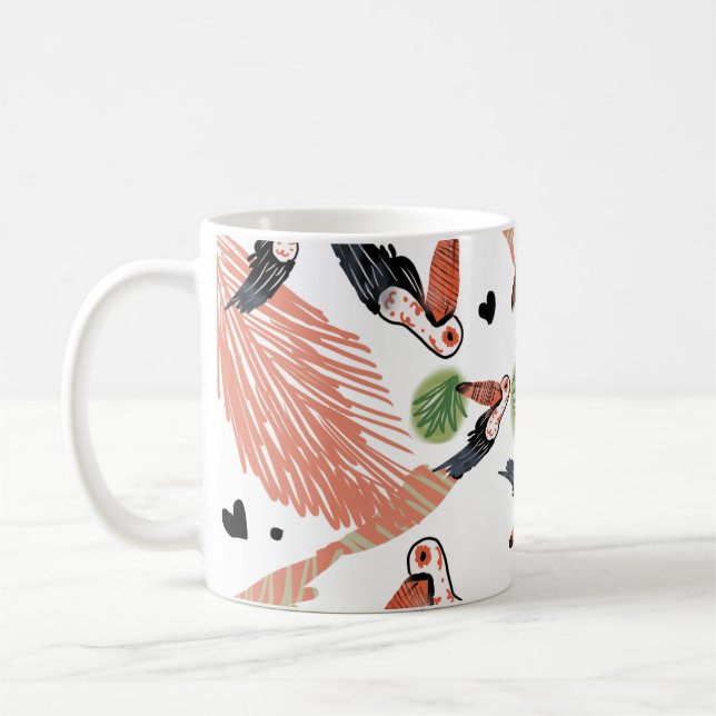 Mug Oiseaux toucans Art tropical verdure estivale (Gauche)