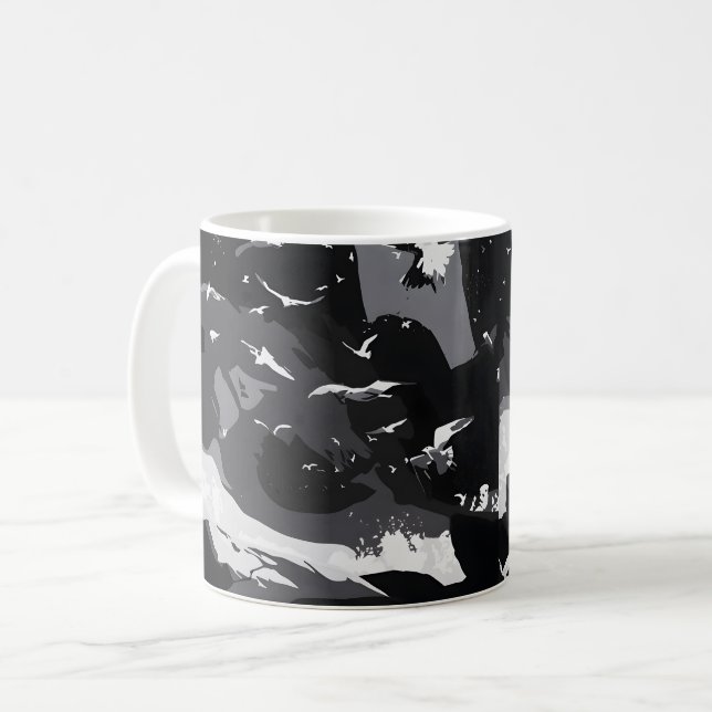 Mug Oiseaux volants & Vagues côtières (Devant gauche)