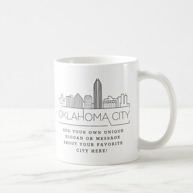 Mug Oklahoma City Stylisée Skyline | Slogan personnali (Droite)