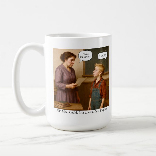 Mug Old MacDonald, élève de première année, échoue en  (Gauche)