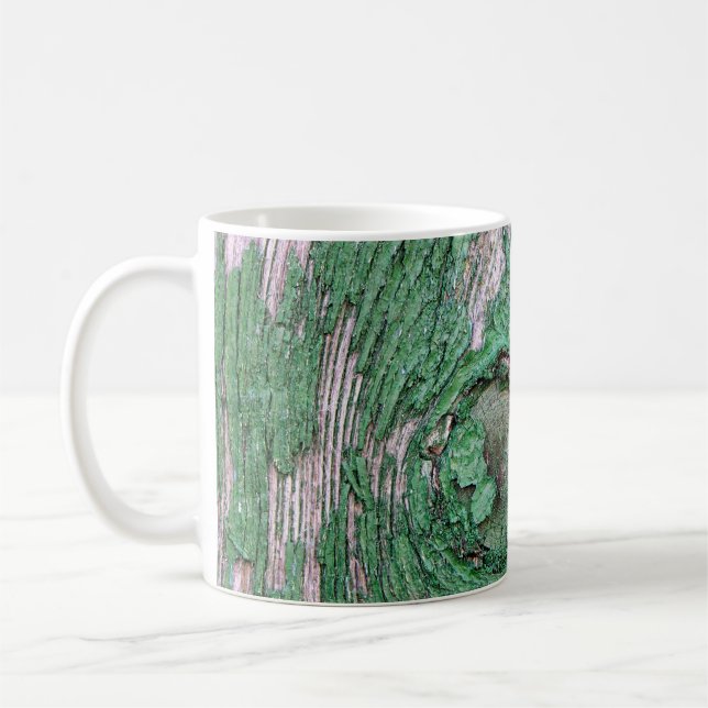 Mug Old Weathered Painted Green Wood Background Textur (Gauche)