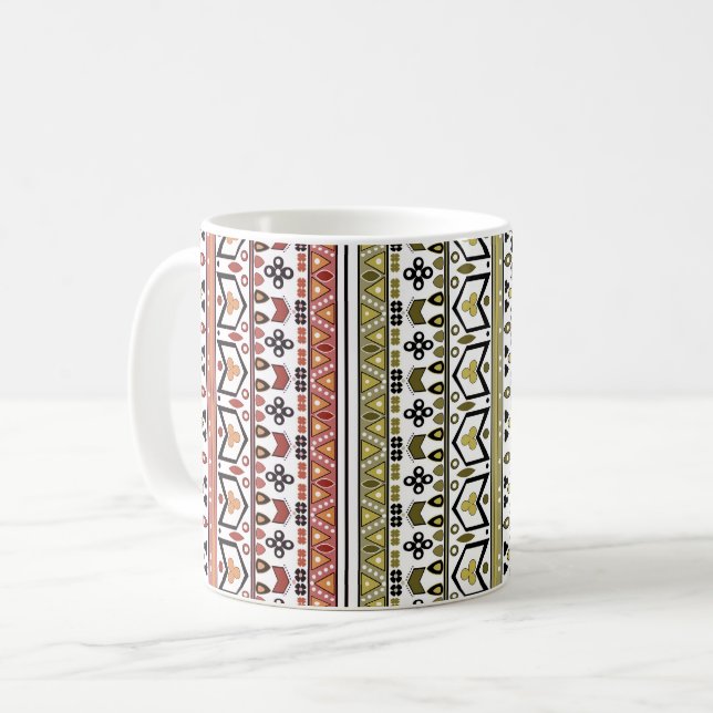 Mug Olive and brown geometric ethnic ornament (Devant gauche)