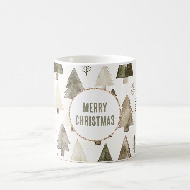 Mug Olive Green Noël Arbres Gold Parties scintillant C (Centre)