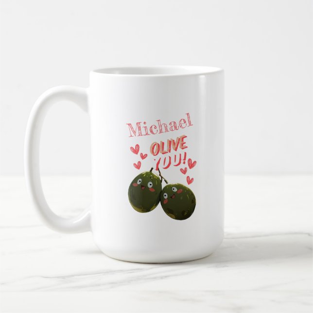 Mug Olive You Deux Coeurs Olives (Gauche)