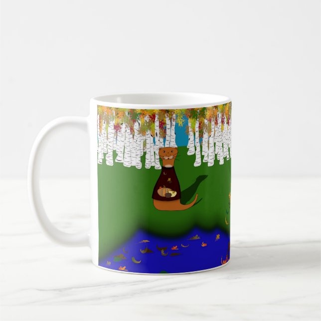 Mug Oliver The Otter at River Wolf Lake à Autumn (Gauche)
