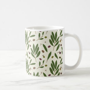 Mug Olives minimalistes et branches - motif sans soudu