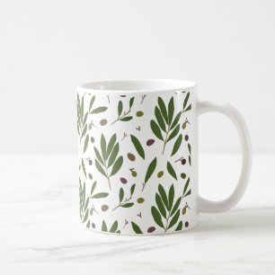 Mug Olives minimalistes et branches - motif sans soudu