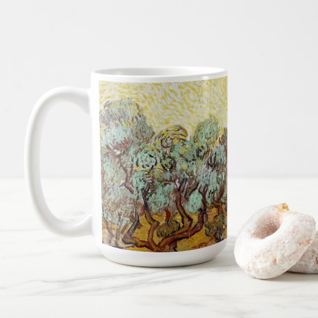 Mug Oliviers au ciel et au soleil jaunes (Avec donut)