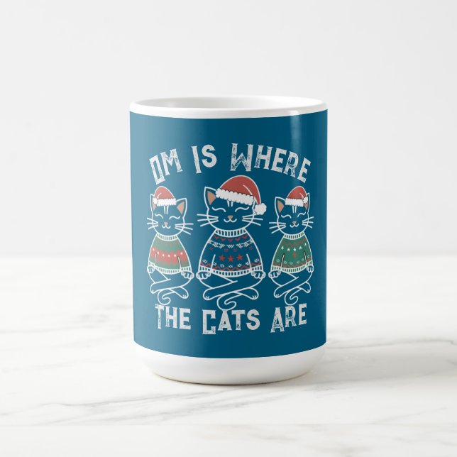 Mug Om est là où sont les chats - Funny Yoga Noël (Centre)