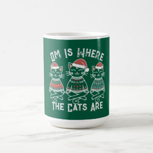 Mug Om est là où sont les chats - Funny Yoga Noël