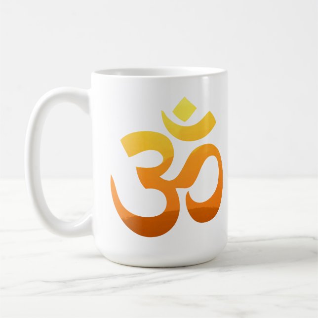 Mug Om Mantra Yoga Gold Sun méditation Symbole (Gauche)