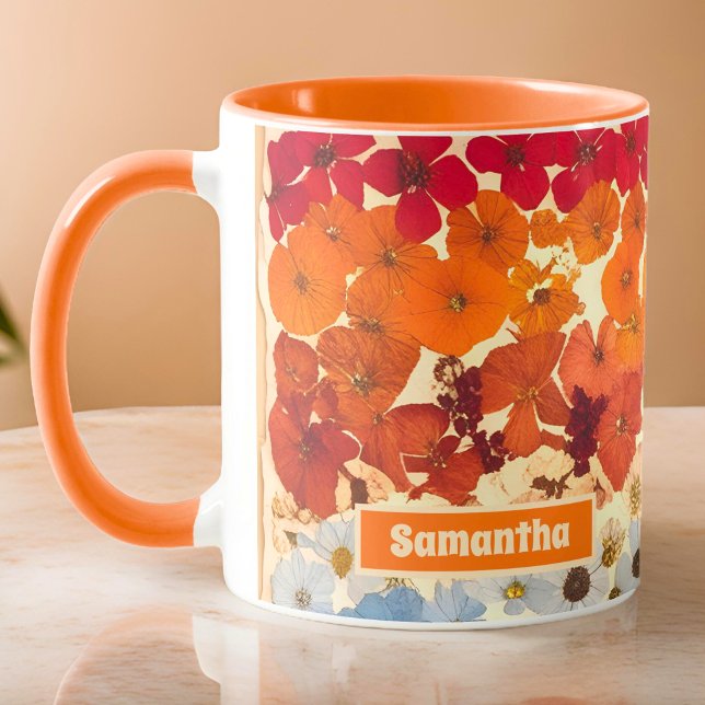 Mug Ombre à fleurs Vintages pressées personnalisées (Créateur téléchargé)