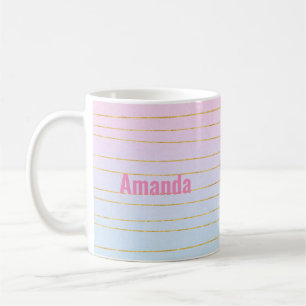 Mug Ombre bleu rose avec lignes or