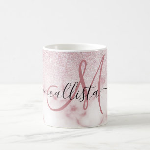 Mug Ombre de marbre de marbre rose rose brillant