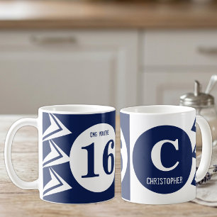 Mug OMG vous avez 16 ans monogramme nom marine et blan