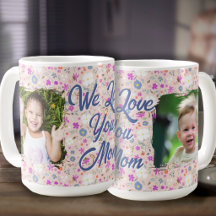 On aime Maman Deux Photo Fleurs roses en désordre