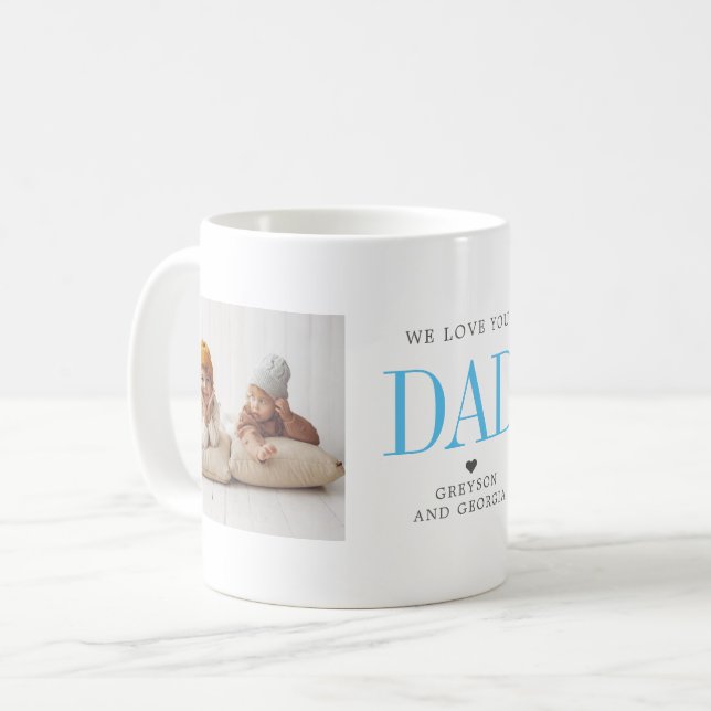 Mug On aime papa | Collage de deux photos (Devant gauche)