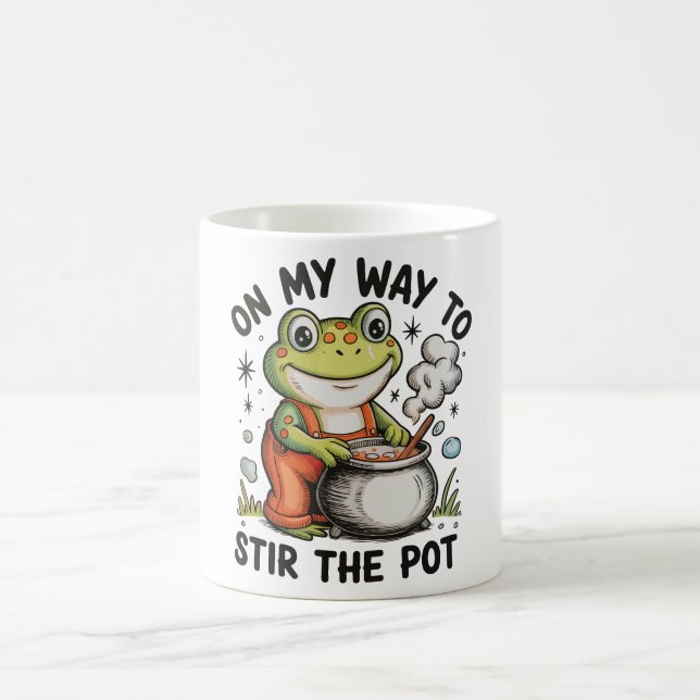 Mug On My Way To Stir The Pot Funny Frog Sarcastic (Centre)