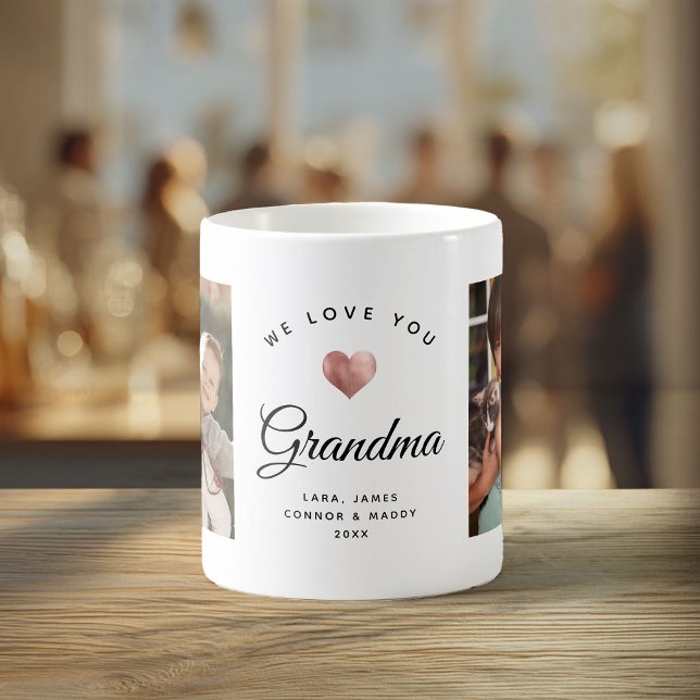 Mug On t'aime grand-mère | Rose photo moderne Gold Hea (Créateur téléchargé)