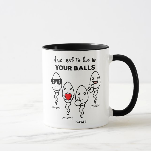 Mug On Vivait Dans Les Boules, Nom Personnalisé Papa (Droite)