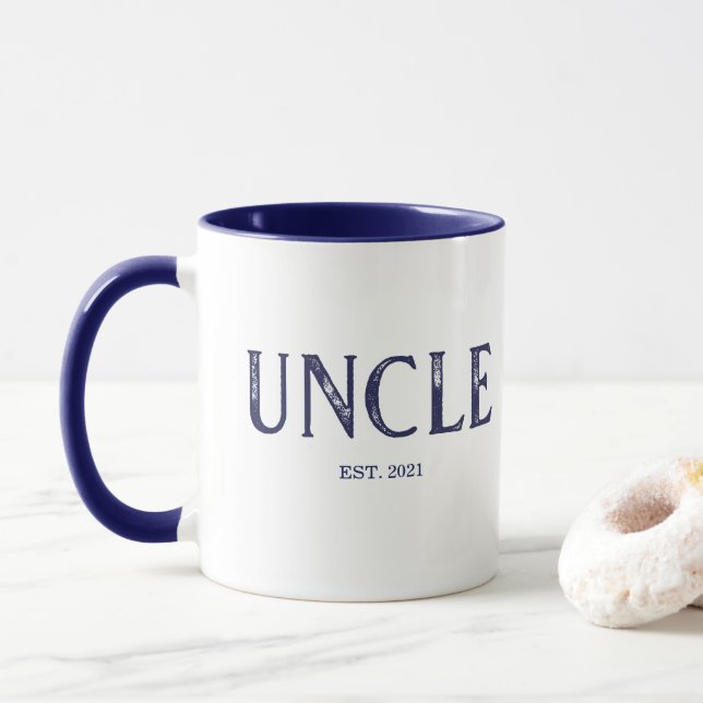 Mug Oncle année de création bleu marine (Avec donut)