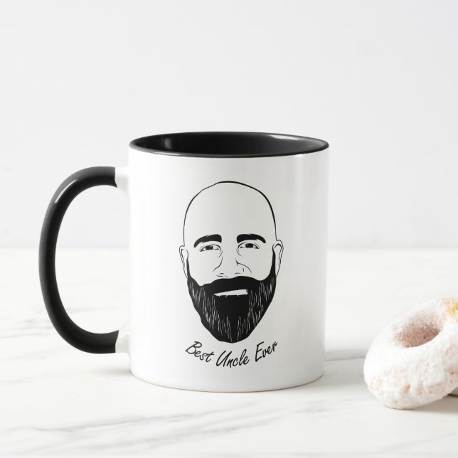 Mug Oncle Face Sketch - oncle Quote : Meilleur oncle (Avec donut)