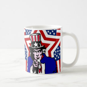 Mug Oncle Sam avec fond d'étoiles et de bandes