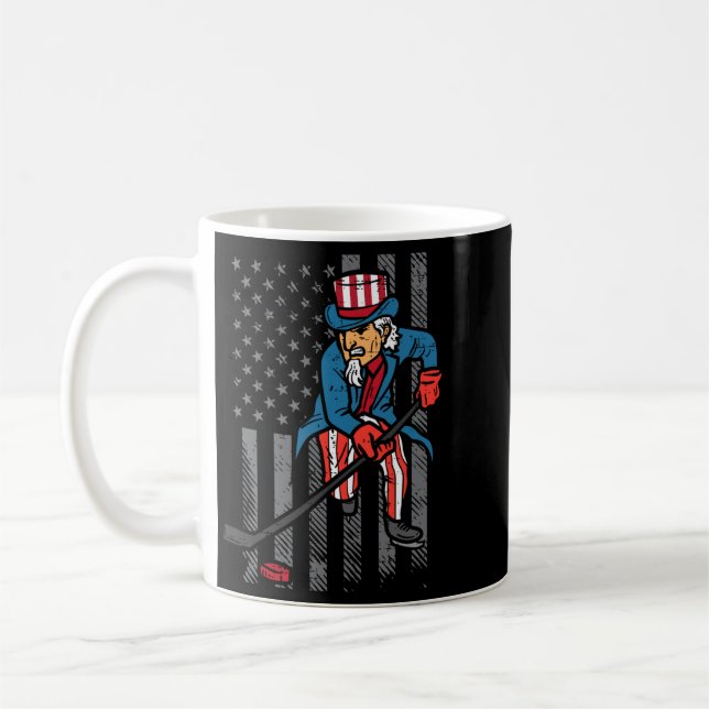 Mug Oncle Sam de hockey sur glace du 4 juillet Drapeau (Gauche)