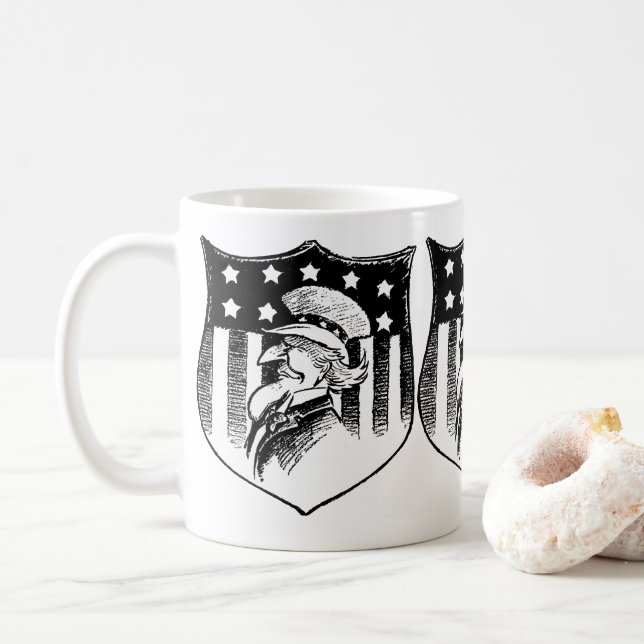 Mug Oncle Sam et drapeau américain patriotiques vintag (Avec donut)
