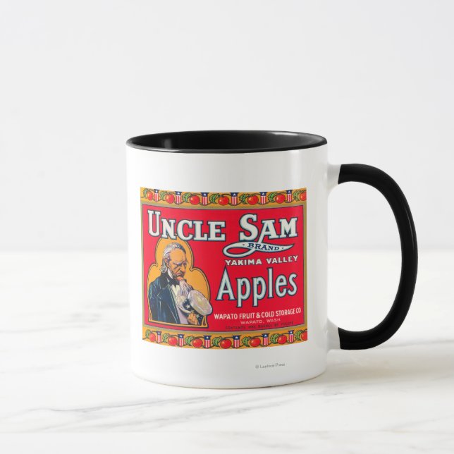 Mug Oncle Sam Étiquette Apple (rouge) - Wapato, WA (Droite)