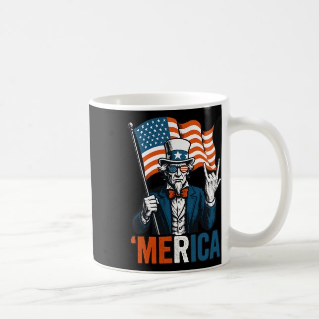 Mug Oncle Sam Merica Rock drôle 4 juillet Américain F (Droite)