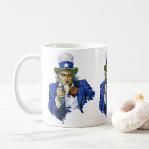 Mug Oncle Sam patriotique vintage avec chapeau à étoil