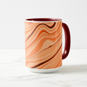 Mug Ondes dans les tons orange, cylindre marron incurv