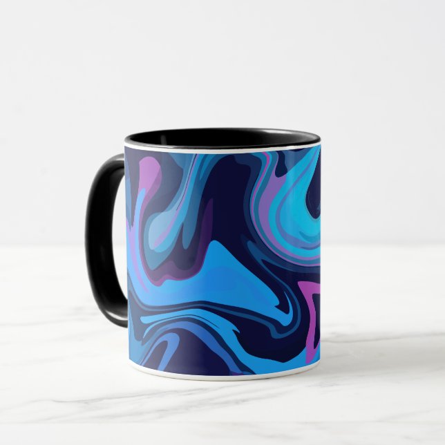 Mug Ondes de dégradé fluide en bleu et violet (Devant gauche)